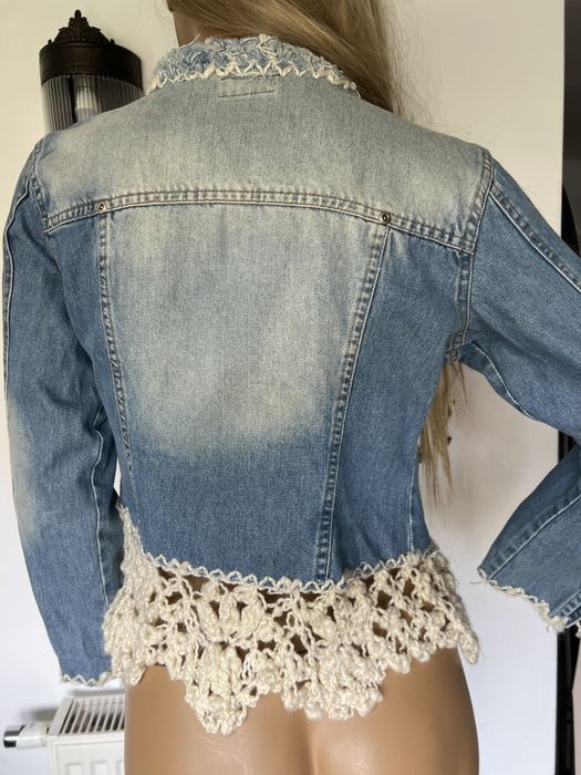 Costa&Puro Jeans katana haftowana kurtka jeansowa niebieska wełna S