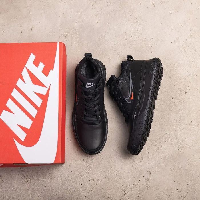 Зимові кросівки чоловічі шкіряні на хутрі Nike Acg Black 40-45р