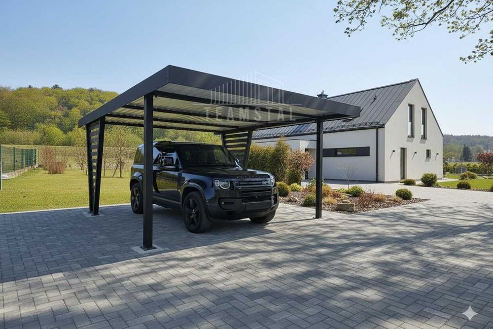Carport V PREMIUM 4x5m Wypełnienie panelami Wiata samochodowa TS1262