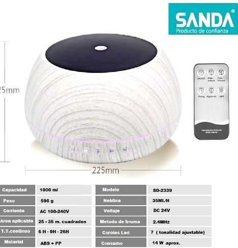 Difusor Humidificador de Aromas - SANDA Branco 1000ml