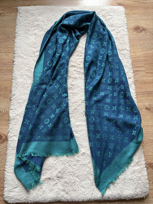 Dwustronny szalik apaszka Louis Vuitton niebieski