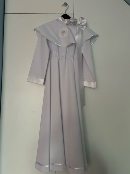 alba komunijna/sukienka, wianek, rekawiczki, torebka, buty rozmiar 32