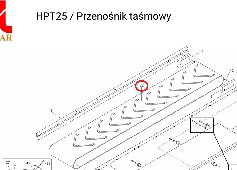 Taśma gumowa z zabierakami