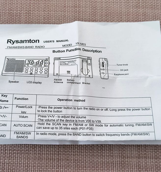 Radio przenośne AM/FM Rysamton