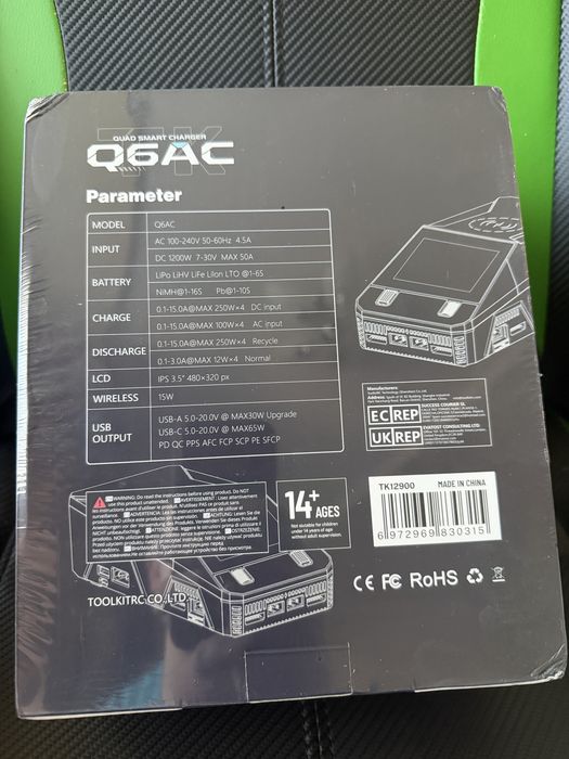 Зарядний пристрій ToolkitRC Q6AC 1000W / 4 канала / блок живлення 400W