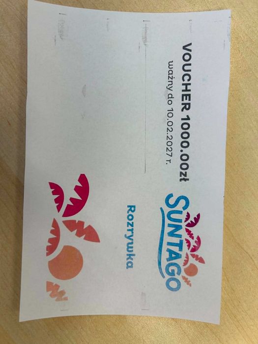 Sprzedam voucher Suntago o wartości 2000zł za 1700zł