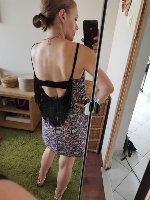 Letnia sukienka Sinsay S/36 mini z wiskozy dekolt z tyłu