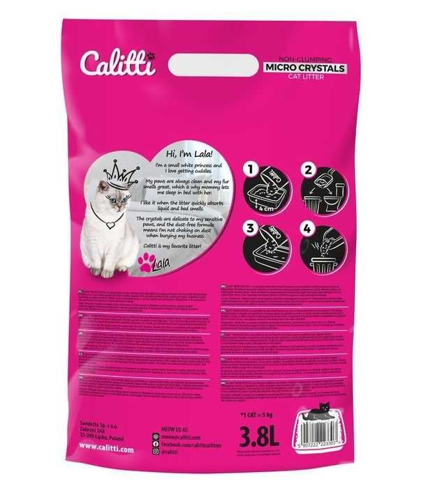 Żwirek silikonowy dla kota Antybakteryjny Calitti Crystals 4x3,8L