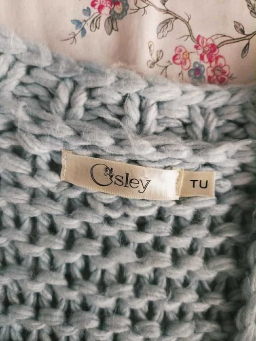 Jasnoniebieski Puszysty Kardigan z Rękawami Bubble, Osley, M-L/38-40