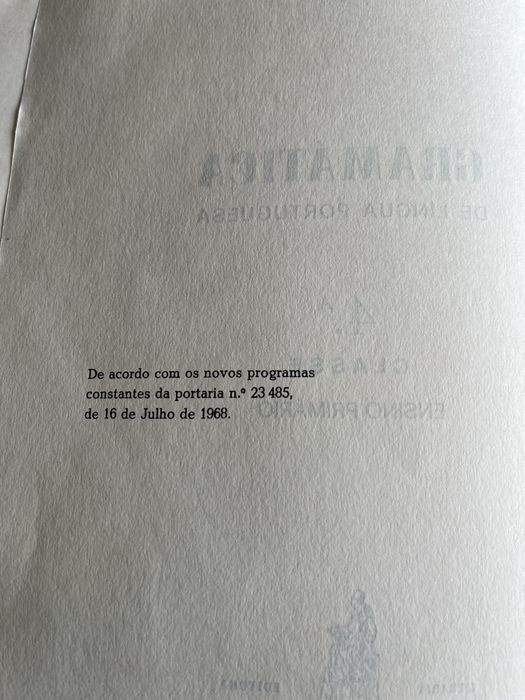 Gramática antiga Ensino Primário 4a Classe 1968