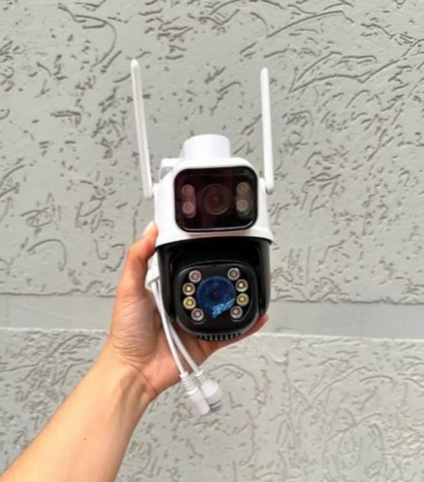 ip wifi камера відеоспостереження, 2 лінзи, 8 мп, вулична, поворотна