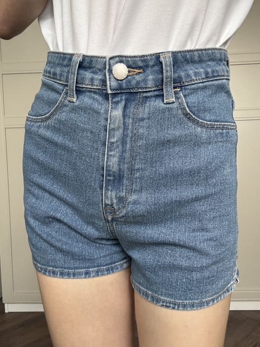 shorty szorty spodenki jeansowe jasne dżins xs 34 h&m