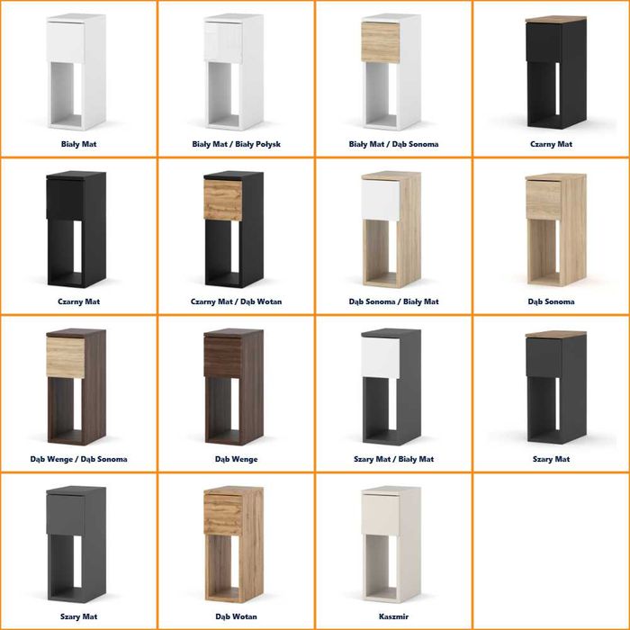 Szafka Nocna Wysoka Wąska 20cm Stolik Nocny Z Szufladą Nowoczesny Mały