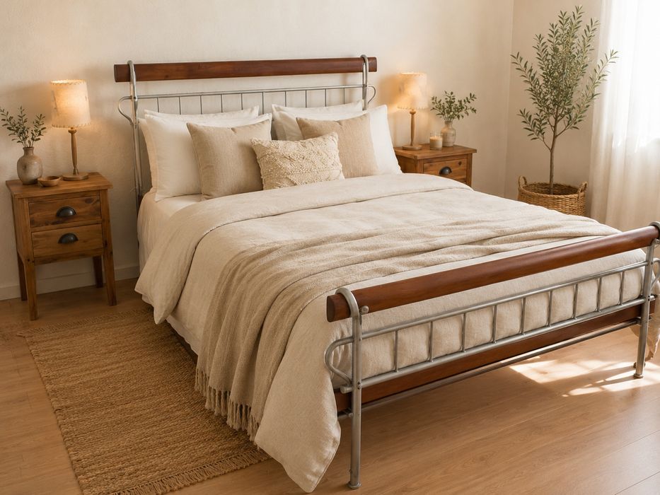 Mesa, centro, apoio, espelho, sofá, cama, rustico