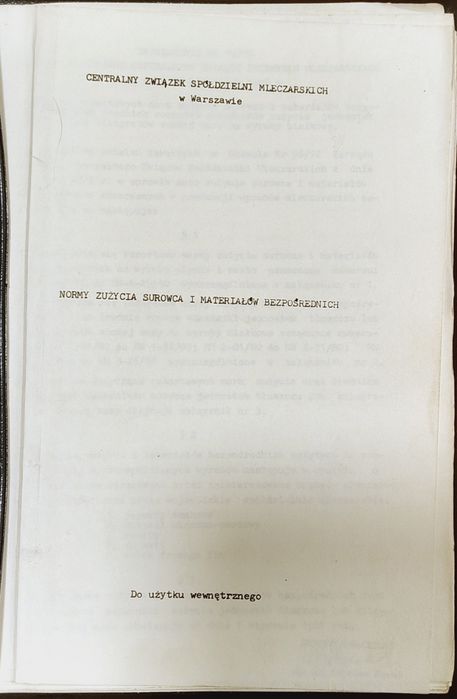 Normy zużycia surowca i materiałów bezpośrednich