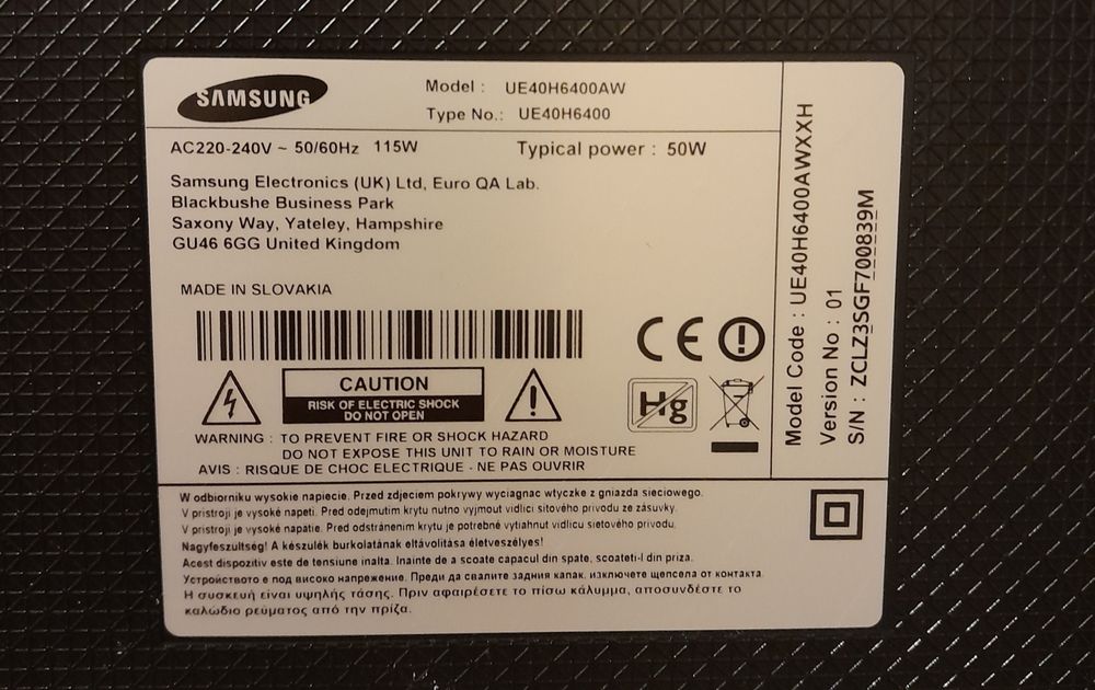 Samsung UE40H6400AW części sprawne 100%