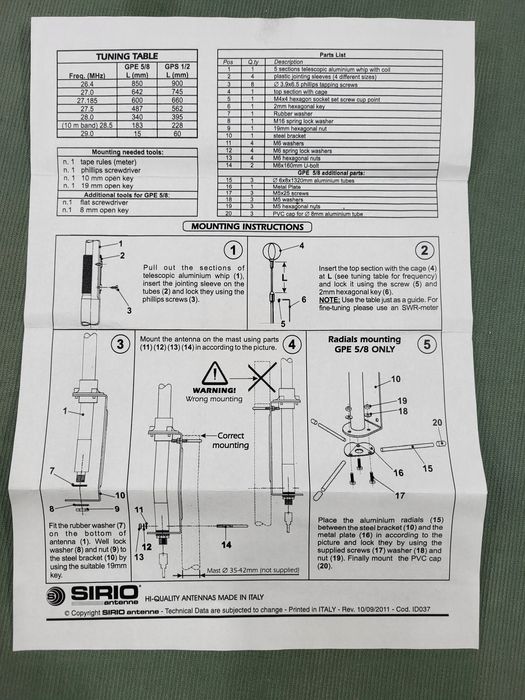 Antena base cb banda