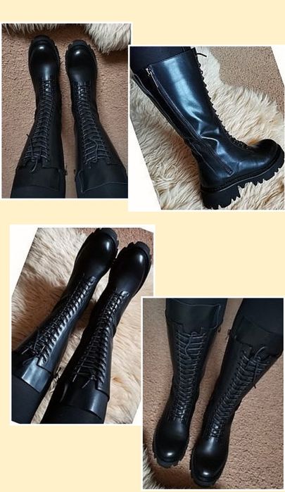 Высокие зимние кожаные сапоги на шнуровке берцы высокие Miraton