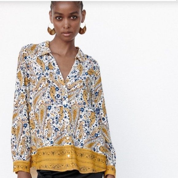 Top Paisley koszula boho zara z nadrukiem 38