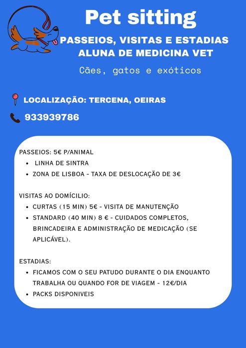 Pet sitting / Dog walking - Cães, gatos e exóticos