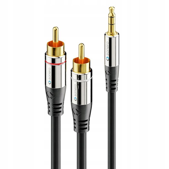 Kabel audio Sonero 1.5m mini jack RCA czarny