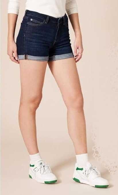 Damskie Szorty AMAZON ESSENTIALS Jeans Pięć Kieszeni Ciemny Denim 40