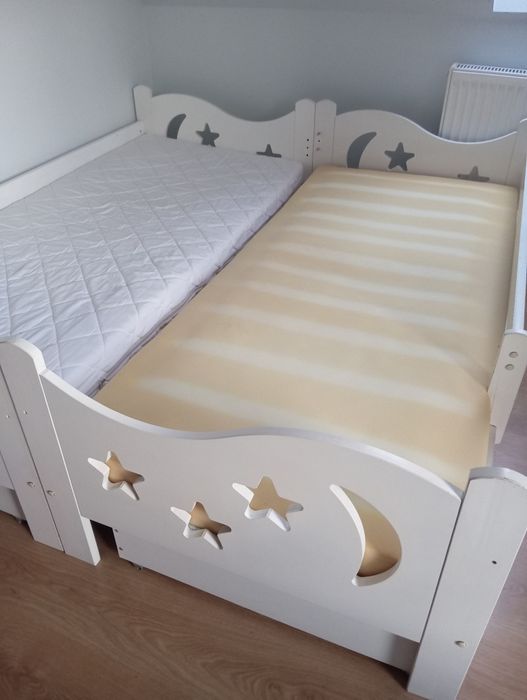 Białe lóżko dziecięce z szufladą 180cm