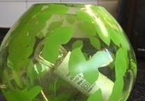 Candeeiro de Mesa "KNUBBIG" Vidro Pintado c/ Folhagens do IKEA (Novo)