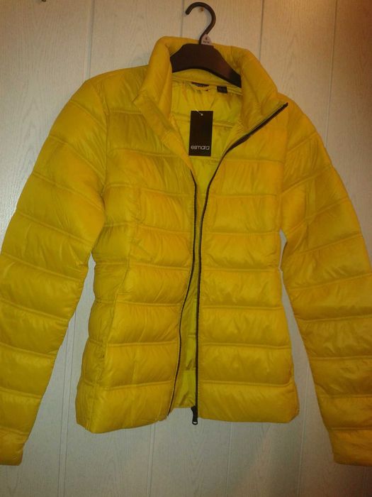 Kurtka damska pikowana lekka ciepła wodoodporna ŻÓŁTA BŁYSZCZĄCA r. M