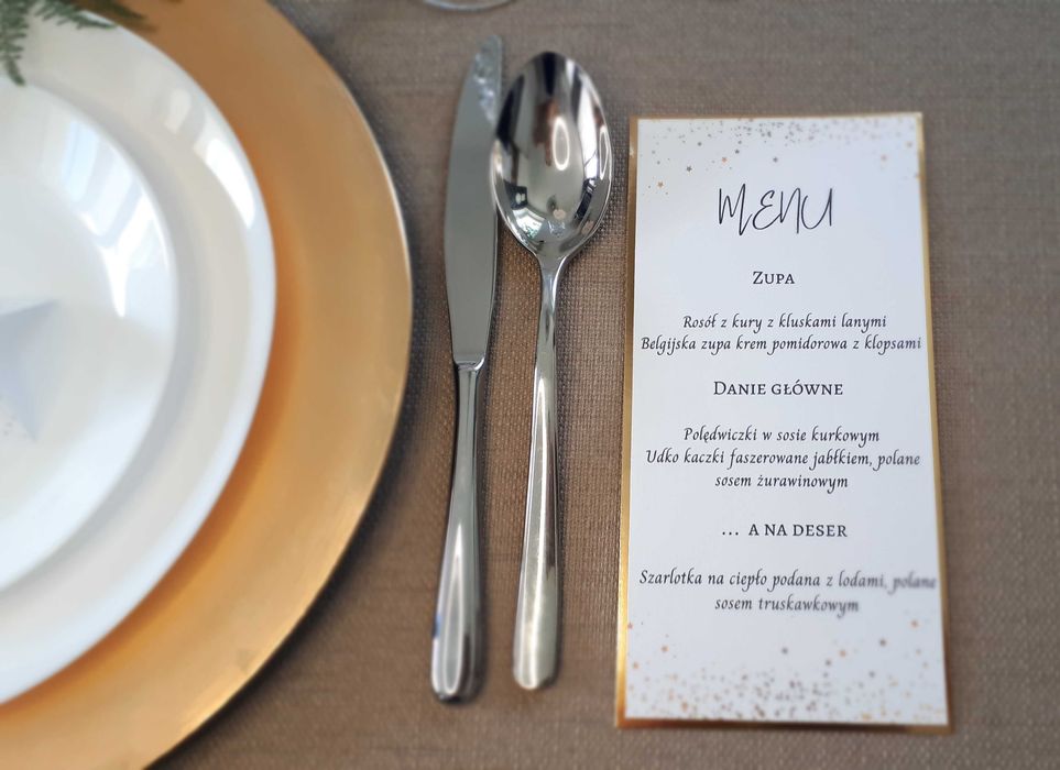 MENU WESELNE Ślubne Karta Dań na wesele GLAMUR