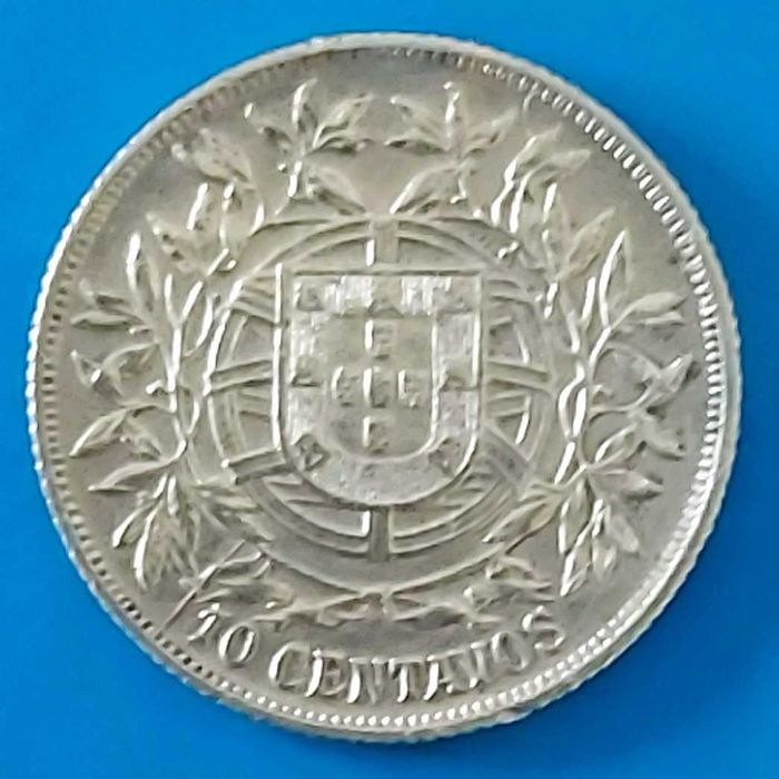 10 Centavos de 1915 Republica Portuguesa, de Prata