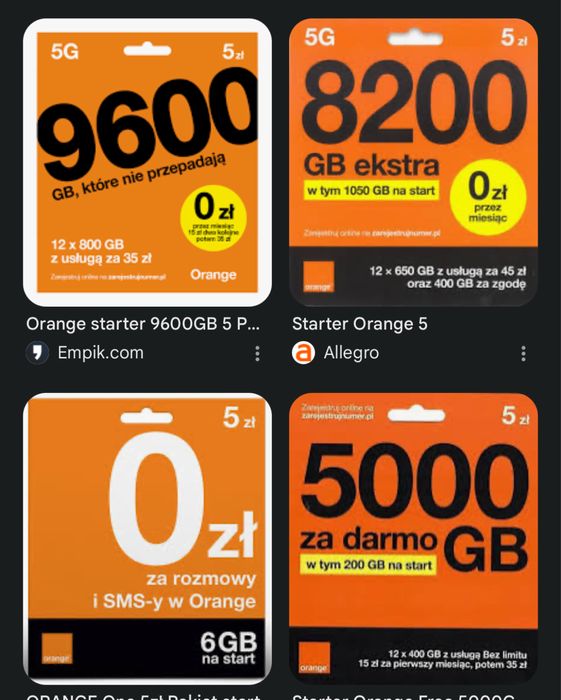 Startery Orange 300 sztuk