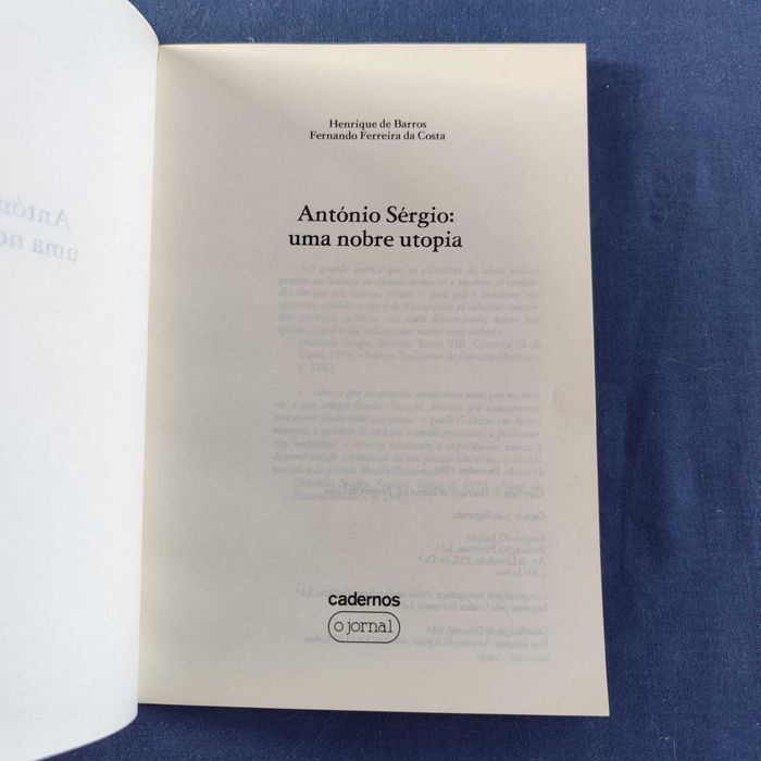 H. de Barros e F. F. da Costa - António Sérgio: Uma nobra utopia