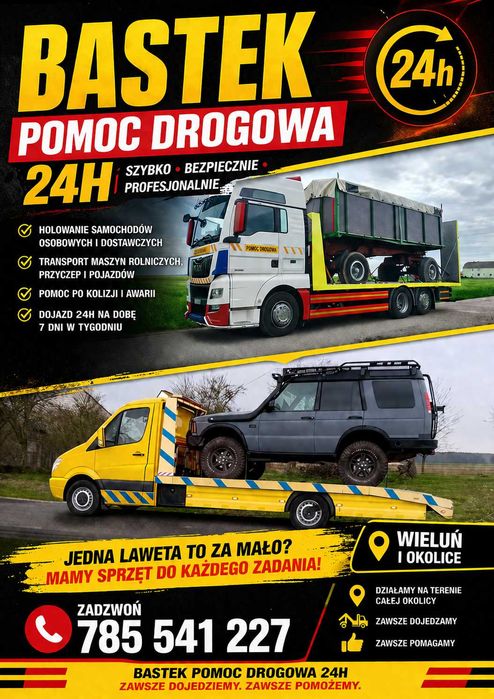 Transport do 15 Ton ciągniki koparki busy widlaki  Pomoc Drogowa 24H
