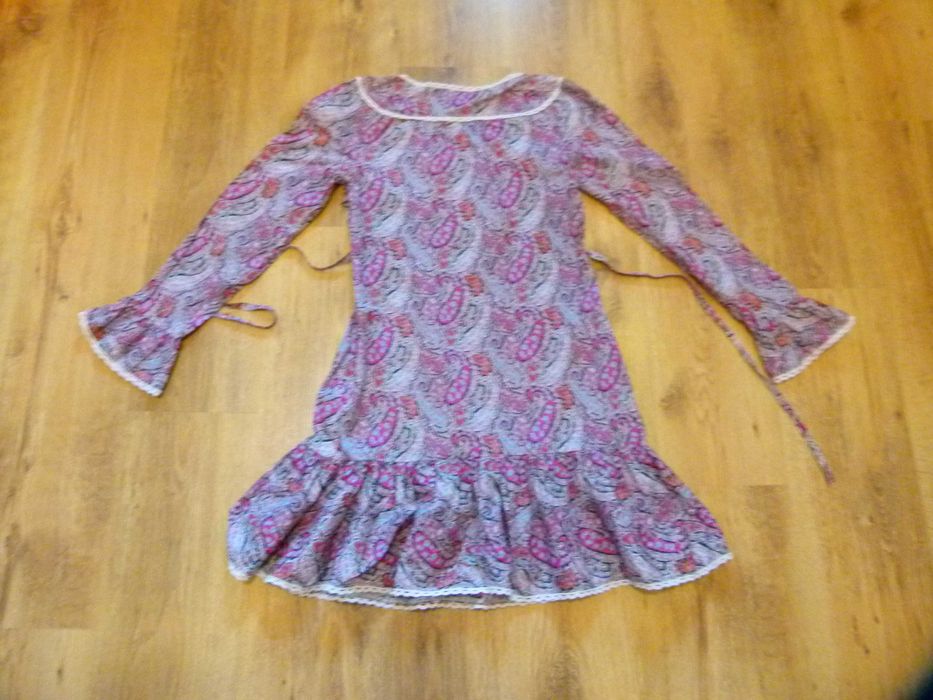 Oasis sukienka Boho wzorki koronkowe wstawki rozm 34 XS
