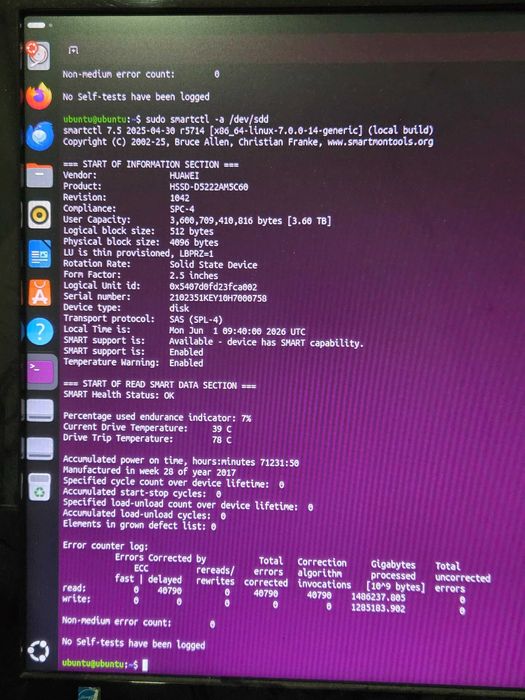 Huawei Enterprise SAS SSD 3.6TB 12G RAID  93-98% Health HSSD