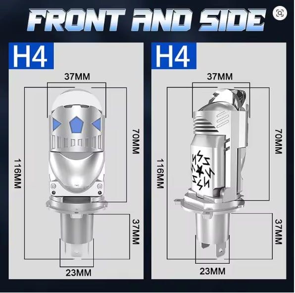 Светодиодные линзы для фар dualvision, две линзы. 1200W, H4 6000K