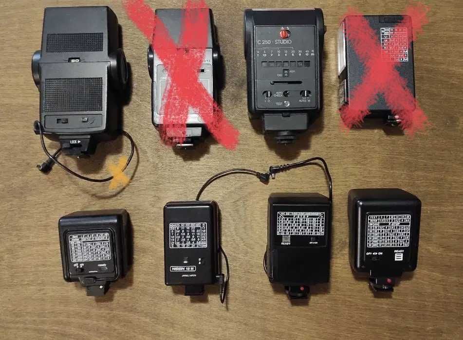 Набір фотоспалахів (Helios, Nissin, Sunpak, Wotan, Vivitar)