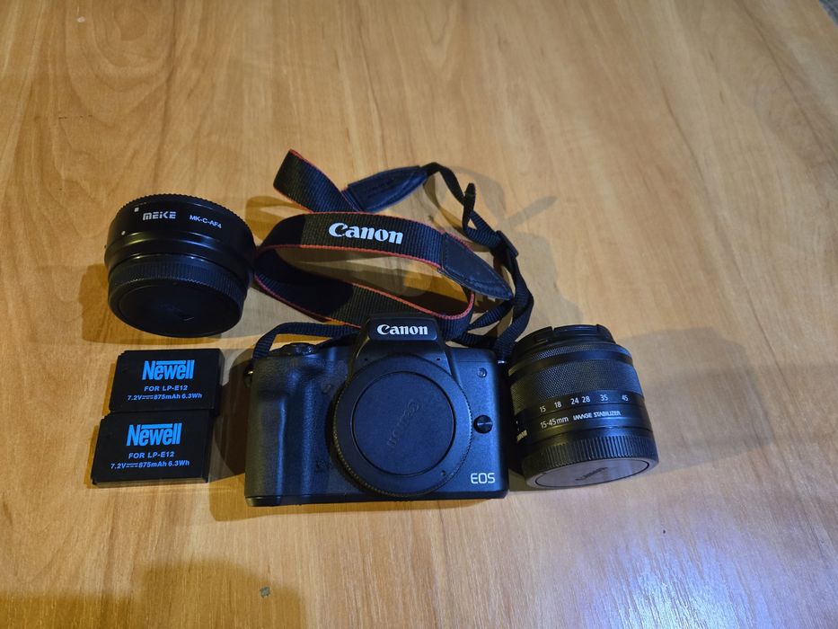 Canon eos m50 duży zestaw adapter eos ef obiektyw 15-45mm is stm