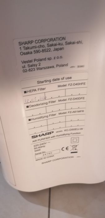 Oczyszczacz powietrza, jonizator Scharp KC-D50EUW