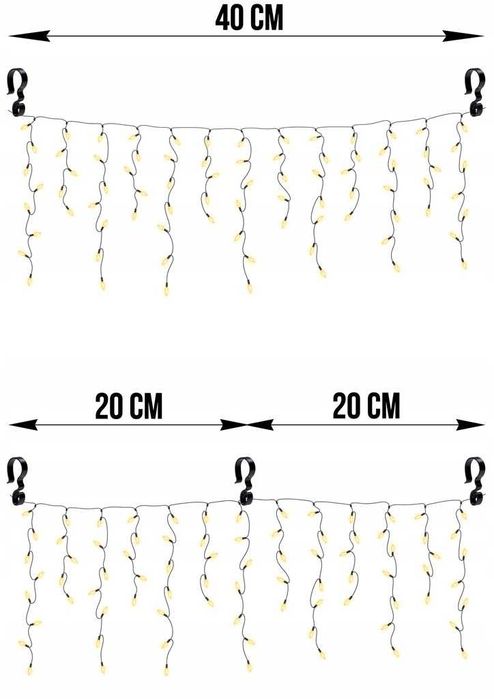 40x MOCNE haczyki NA RYNNĘ do lampek i dekoracji wieszaki na lampki