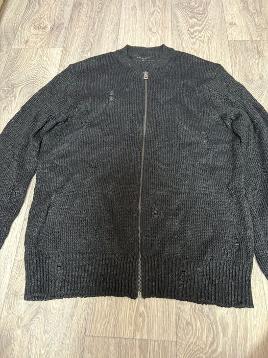 Темна в'язана кофта кардиган AllSaints на блискавці