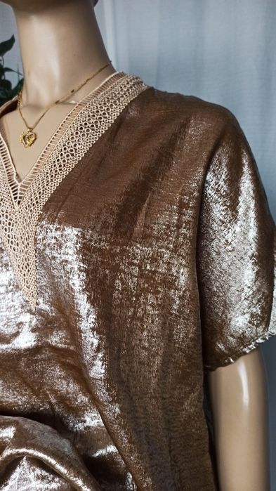 Sg Złota bluzka damska 46 , 48 XXL orginalna elegancka bluzka 46 , 48