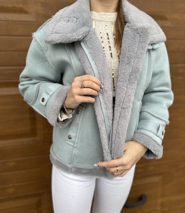 Жіноча дублянка авіатор на хутрі зимова куртка пілот