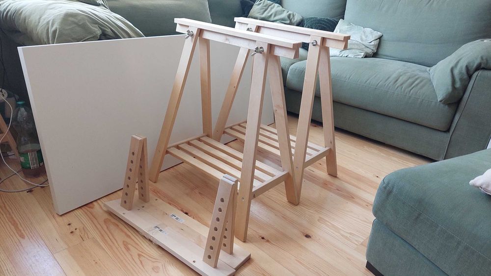 Secretária IKEA LAGKAPTEN / MITTBACK – Branco/Bétula – Bom Estado