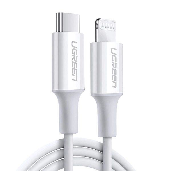 Kabel Ugreen US171 Lightning - USB-C PD 20W 3A 480Mb/s 1,5m - biały
