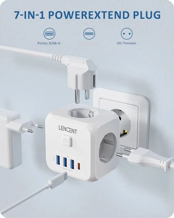 Tomada tripla com usb