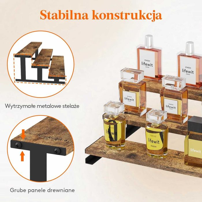 3 poziomowy drewniany Stojak Organizer Półki LOFT