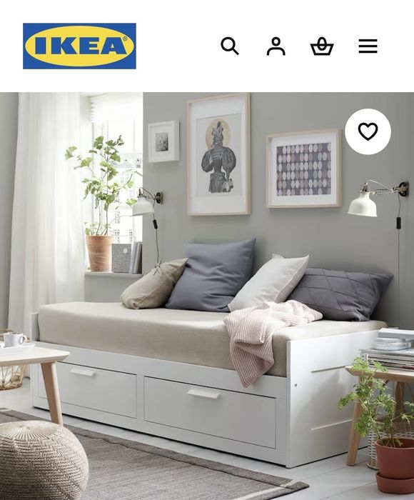 Cama individual/dupla BRIMNES com 2 gavetas + 2 colchões IKEA