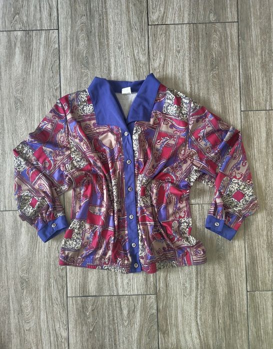 Koszula damska vintage paisley ozdobne guziki 44 XXL elegancka